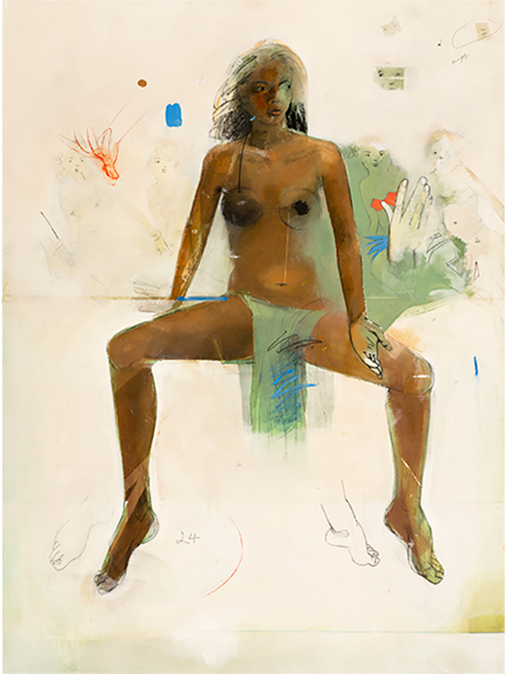 "When the Hula's Over - Study #3" Oil & Pencil, 48" x 36"