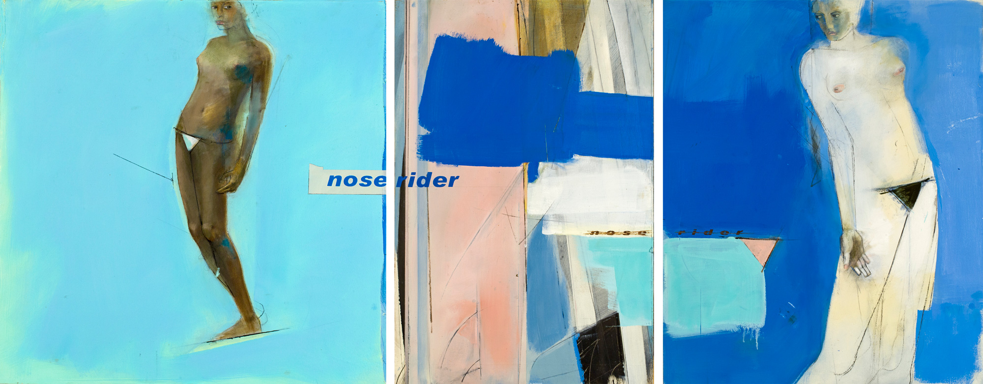 "Launiupoko Nose Riders #2" Oil & Pencil, 36" x 90"